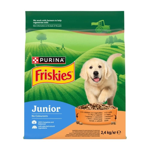 Сухой корм Purina Friskies Junior для щенков, с курицей, овощами и молоком 2.4 кг