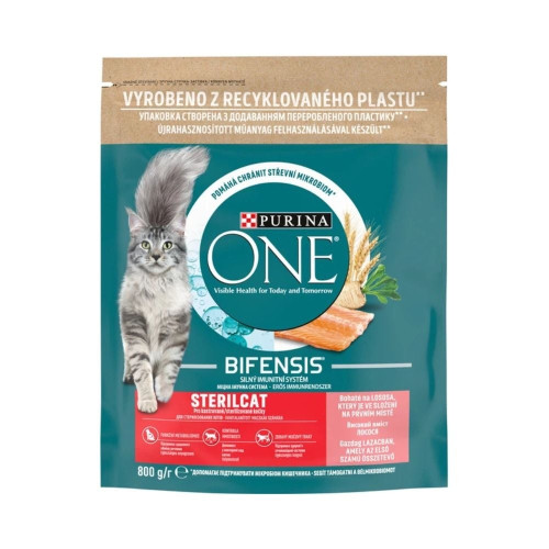 Сухой корм Purina One Sterilcat для взрослых стерилизованных кошек, с лососем и пшеницей, 800 г