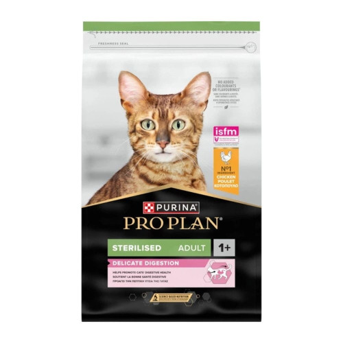 Сухий корм Purina Pro Plan Sterilised Adult для дорослих стерилізованих котів з чутливим травленням, з куркою, 10 кг