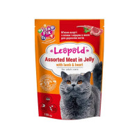 Влажный корм Леопольд для кошек, мясное ассорти с ягненком и сердцем в желе, 100 г Влажный корм Леопольд для кошек, мясное ассорти с ягненком и сердцем в желе, 100 г