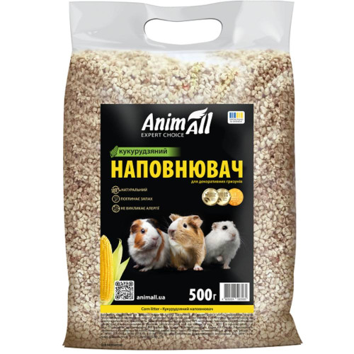 Наповнювач AnimAll кукурудзяний для туалетів тварин, для гризунів, 0.5 кг