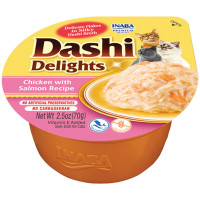 Ласощі Inaba Dashi Delights для котів, курка з лососем, 70 г Ласощі Inaba Dashi Delights для котів, курка з лососем, 70 г