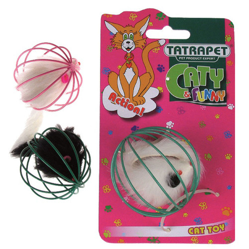 Игрушка Tatrapet Caty funny для кошек, мышка в металлическом слое, 6 см