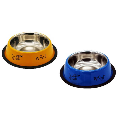 Миска Tetrapet для собак и кошек из нержавеющей стали, синяя-оранжевая, 0.22 л, 11 см