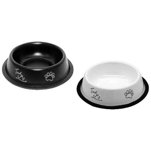 Миска Tetrapet для собак и кошек из нержавеющей стали, черная-белая, 0.22 л, 11 см