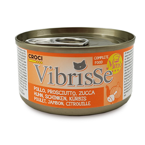 Консерва Croci Vibrisse Menu для кошек, курица с ветчиной в тыквенном соусе, 70 г