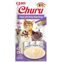 Лакомство Inaba Churu для кошек, сливочный мусс в стиках, курица, креветка, 4×14 г Лакомство Inaba Churu для кошек, сливочный мусс в стиках, курица, креветка, 4×14 г