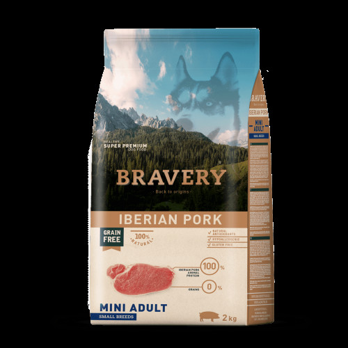 Сухой корм Bravery Iberian Pork Mini Adult, собак мелких пород, с иберийской свининой, 2 кг