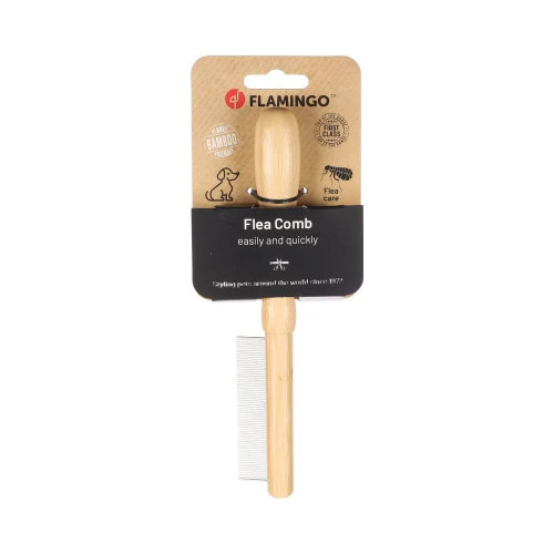 Гребінець Flamingo Flea Comb Babu для вичісування бліх, бамбук, 69 зубців, 21×3.5 см