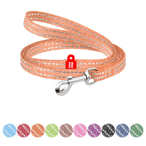 Поводок Waudog Re-cotton для кошек и мелких собак из восстановленного хлопка, светоотражающий, XS, Ш 10 мм, Д 200 см, оранжевый