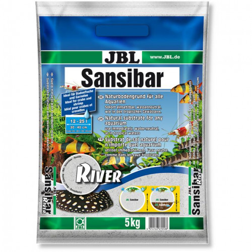 Светлый мелкий донный грунт с чёрными камешками JBL Sansibar River, 5 кг