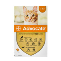 Капли от блох, блошиный дерматит, отодектоза Bayer Advocate для котов до 4 кг, цена за 1 пипетку Капли от блох, блошиный дерматит, отодектоза Bayer Advocate для котов до 4 кг, цена за 1 пипетку