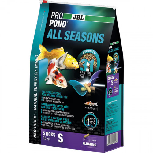 Всесезонний корм JBL ProPond All Seasons S для невеликих ставкових риб, 12 л