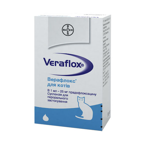 Оральна суспензия Bayer Veraflox Верафлокс для котов, 15 мл (56292)