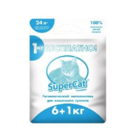Древесный наполнитель SuperCat для туалета стандарт, 6+1 кг, синий Древесный наполнитель SuperCat для туалета стандарт, 6+1 кг, синий