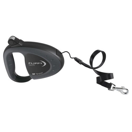 Поводок-рулетка для собак до 12 кг Ferplast Flippy Tech Cord S Black зі шнуром, чорний, 3 м