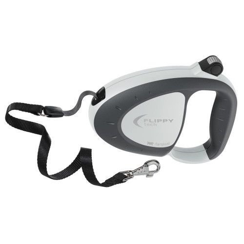 Поводок-рулетка для собак до 25 кг Ferplast Flippy Tech Tape M Grey зі стрічкою, сірий, 3 м
