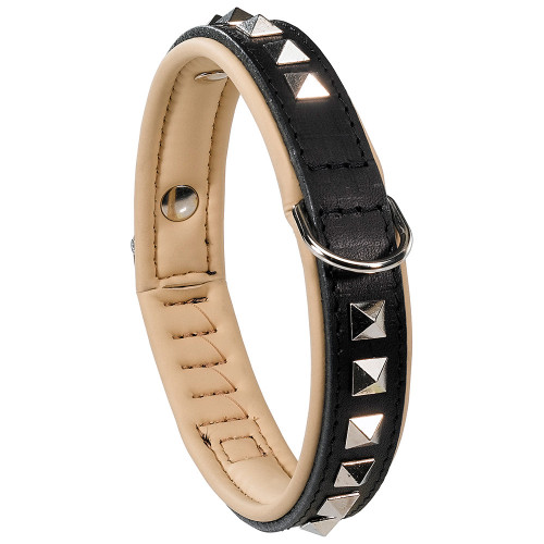 Шкіряний нашийник з металевими аплікаціями Giotto Luxor Black C25 / 49 для собак, A: 45 ÷ 49 см - B: 25 мм