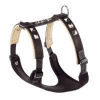 Шкіряна шлейка з металевими аплікаціями, чорна Giotto Luxor Black P L-XL, для собак Шкіряна шлейка з металевими аплікаціями, чорна Giotto Luxor Black P L-XL, для собак