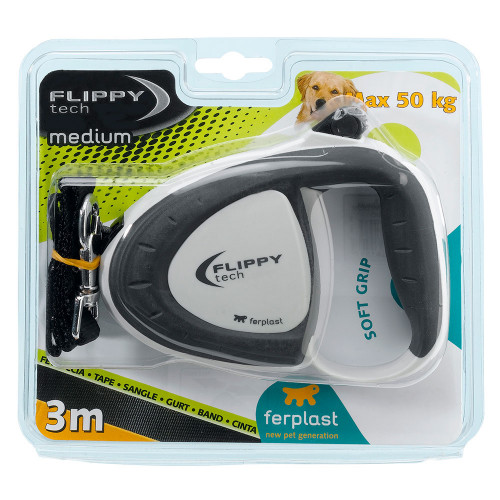 Поводок-рулетка для собак до 50 кг зі стрічкою Ferplast Flippy Tech Tape L Purple, фіолетовий, 5 м
