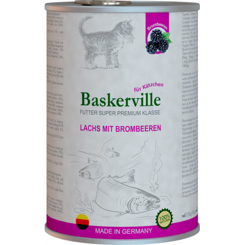 Вологий корм Baskerville Super Premium Lachs Mit Brombeeren для кошенят, лосось з ожиною, 400 г