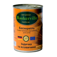 Влажный корм Baskerville для котов, индейка и говядина, 400 г Влажный корм Baskerville для котов, индейка и говядина, 400 г