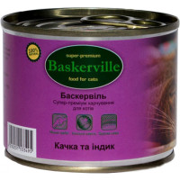 Вологий корм Baskerville для котів, качка і індик, 200 г Вологий корм Baskerville для котів, качка і індик, 200 г