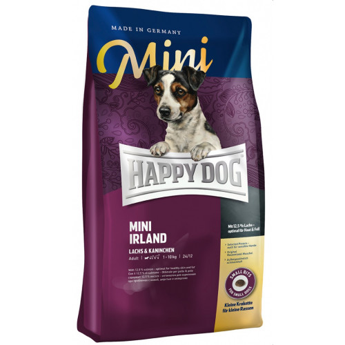 Сухий корм Happy Dog Mini Irland для дорослих собак дрібних порід з проблемами шкіри і шерсті, з лососем, 300 г