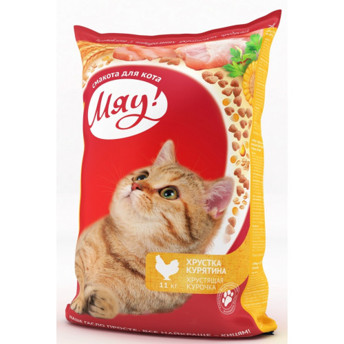 Сухий корм Мяу з куркою для котів, 11 кг