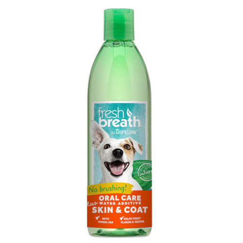 Добавка в воду TropiClean Oral Care Water Additive Skin & Coat с Омега 3 и Омега 6 для собак и кошек, 473 мл