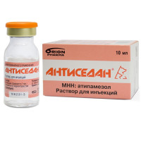 Раствор Orion Pharma Антиседан 5 мг/мл для получения седативного эффекта для собак и кошек, 10 мл Раствор Orion Pharma Антиседан 5 мг/мл для получения седативного эффекта для собак и кошек, 10 мл