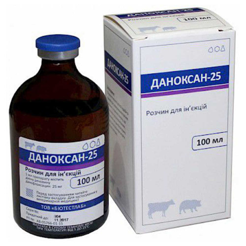 Раствор BioTestLab Даноксан-25 при заболеваниях органов дыхания и пищеварительного тракта для КРС, 100 мл