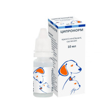 Краплі BioTestLab Ціпронорм при інфекційно-запальних захворюваннях очей і вух для собак і котів, 10 мл Краплі BioTestLab Ціпронорм при інфекційно-запальних захворюваннях очей і вух для собак і котів, 10 мл