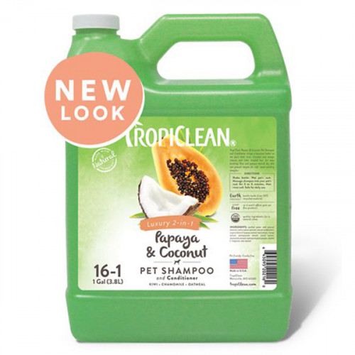 Шампунь TropiClean Luxury 2in1 Papaya & Coconut "Папайя плюс 2 в 1" для собак і котів, 3,8 л