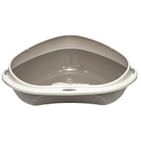 Туалет угловой с бортиком Georplast Shuttle Corner для кошек, 58×48×20.5 см, серый