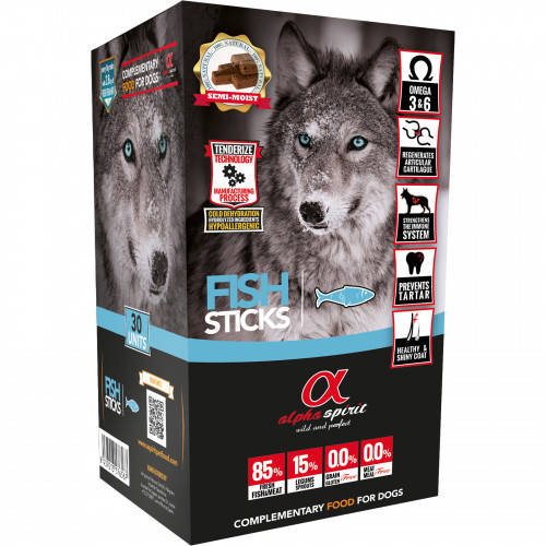 Напіввологі ласощі палички Alpha Spirit Sticks Fish для дорослих собак зі смаком риби, 30 шт, 300 г
