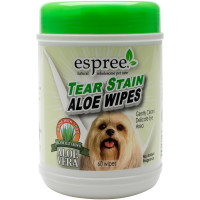 Серветки Espree Aloe Tear Stain Wipes для ефективного очищення забруднень під очима для собак, 60 шт Серветки Espree Aloe Tear Stain Wipes для ефективного очищення забруднень під очима для собак, 60 шт