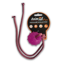 Іграшка AnimAll Fun куля з канатом, фіолетова, 4 см Іграшка AnimAll Fun куля з канатом, фіолетова, 4 см