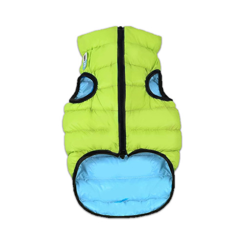 Двостороння світиться куртка AiryVest Lumi XS30 для собак, салатово-блакитна