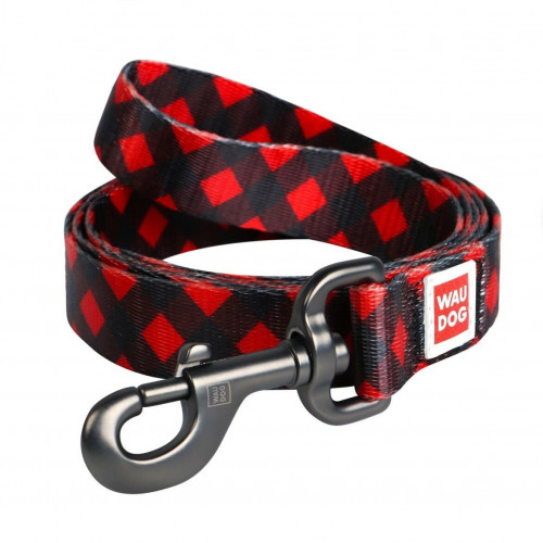 Поводок Waudog Nylon с рисунком Шотландка красная для собак 20 мм, 122 см
