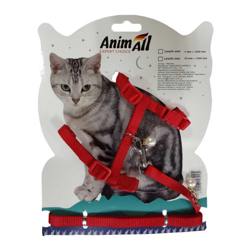 Повідець + шлея AnimAll на блістері для кота 7х1200 мм
