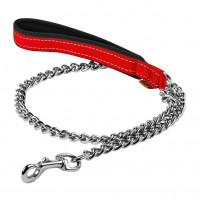Поводок-цепь Dog Extreme с нейлоновой ручкой для средних пород собак, 3 мм, 105 см, красный Поводок-цепь Dog Extreme с нейлоновой ручкой для средних пород собак, 3 мм, 105 см, красный