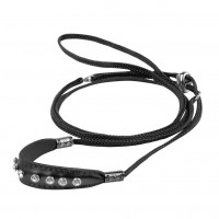 Ринговка с кожаной накладкой и стразами Dog Extreme для собак 5 мм, 130 см, черный Ринговка с кожаной накладкой и стразами Dog Extreme для собак 5 мм, 130 см, черный