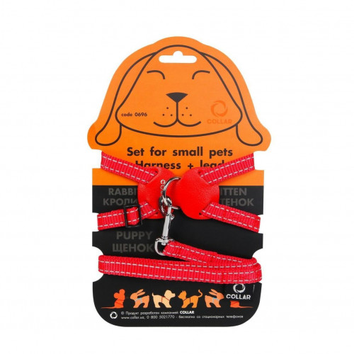 Нейлоновая шлея на планшете Dog Extreme для кроликов 15 мм, 30-45 см, красная