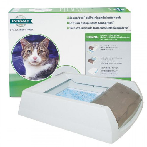 Туалет PetSafe ScoopFree автоматический для котов, в комплекте силикагелевый наполнитель