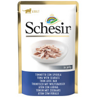 Консерви Schesir Tuna Seabass натуральні, для котів, тунець з морським окунем в желе, пауч 85 г Консерви Schesir Tuna Seabass натуральні, для котів, тунець з морським окунем в желе, пауч 85 г