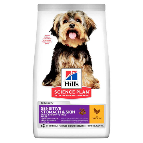 Сухой корм Hill's Science Plan Adult Sensitive Stomach & Skin Small & Mini для собак, с курицей, 1.5 кг