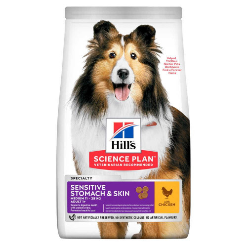 Сухий корм Hill's Science  Plan Adult Sensitive Stomach & Skin Medium для собак, з куркою, 2.5 кг
