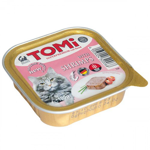 Консервы Tomi shrimps с креветками супер премиум корм для кошек, паштет, 100 г