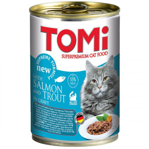 Консервы Tomi salmon trout с лососем и форелью, для котов, 400 г